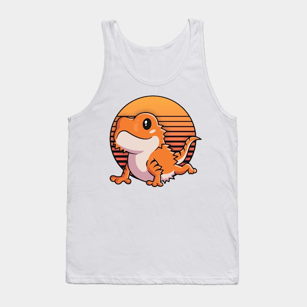 Retro Bearded Dragon Shirt For Girls Women Sunset Reptile Tank Top by 14thFloorApparel